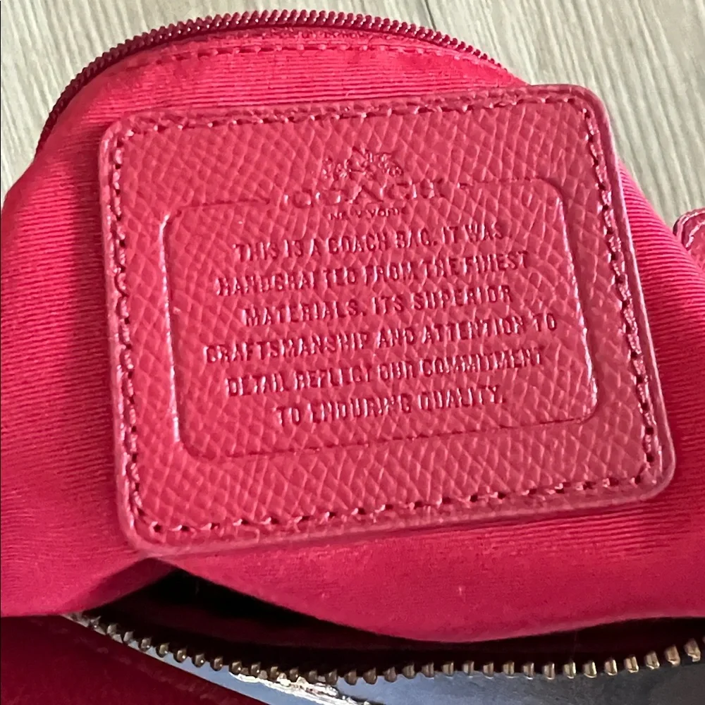 Coach Harley East/West Hobo in Signature - crescent canvas with red leather trim